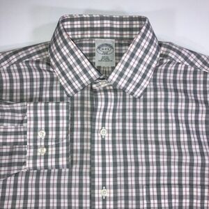 Brooks Brothers 346 Dress Shirt Mens 15 Plaid Slim Fit L/S Button Down